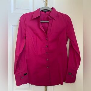 Express Pink Fitted Button Up Long Sleeve Blouse Size Small